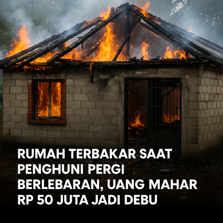 Rumah Terbakar Saat Penghuni Pergi Berlebaran, Uang Mahar Rp 50 Juta Jadi Debu